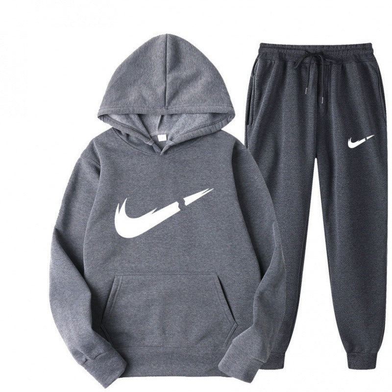 Sporty Men's Hooded Casual Tracksuit Set, Spring Fashion Men's Leisure Sportswear Outfit