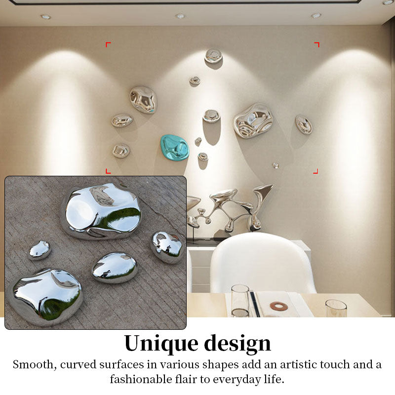 Abstract 3D Stone Wall Sculpture – Electroplated Rock Texture Wall Art